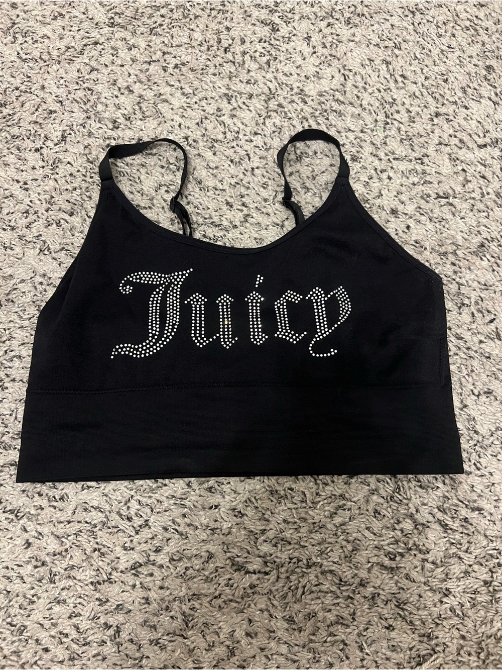 Juicy Couture Black Rhinestone Logo Cropped Bra/Tank Top